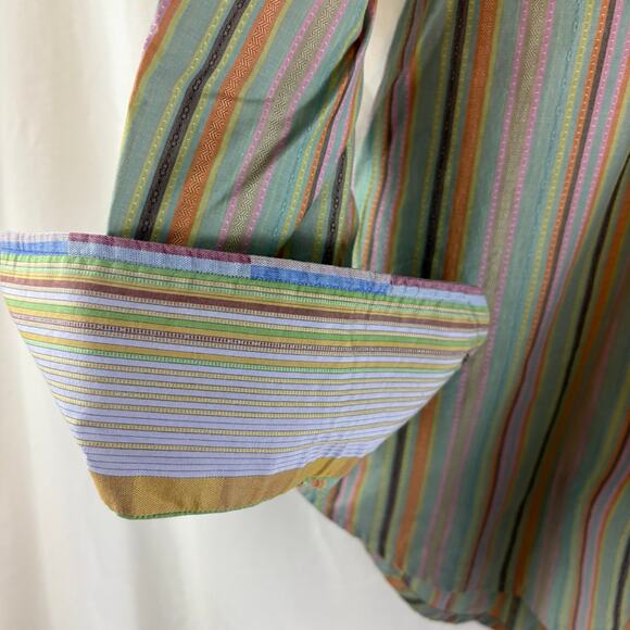 Robert Graham  Multicolor Striped Long Sleeve Flip Cuff Shirt XL Button Front - Picture 5 of 7